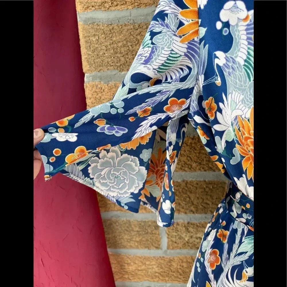 Highline Collective Asian Floral Kimono dress m - Picture 4 of 12